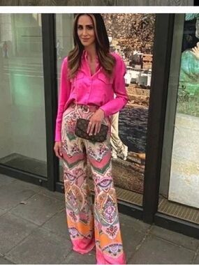 Printed Wide-Leg Pants